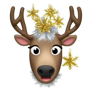 Reindeer stuck in tinsel sticker
