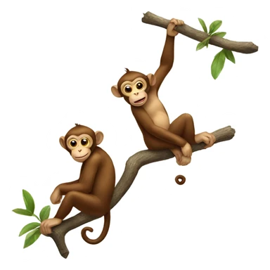 Two monkeys hanging on a branch
 sticker