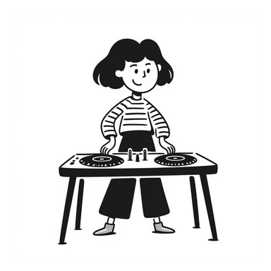 girl playing DJ set sticker