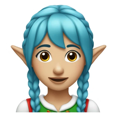 Christmas elf girl blue hair sticker