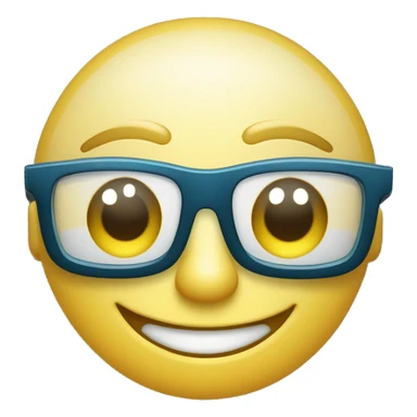 El personaje sonriendo con los ojos ligeramente cerrados detrás de las gafas brillantes, indicando un momento alegre. sticker