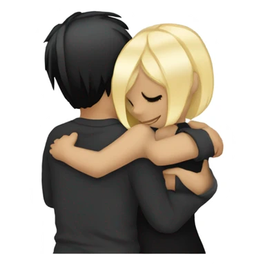 Emo couple hugging  guy with emo hair black hair girl with blonde hair sticker