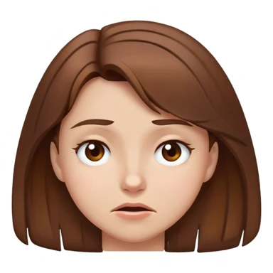 A girl with brown hair squinting like she’s defeated  sticker
