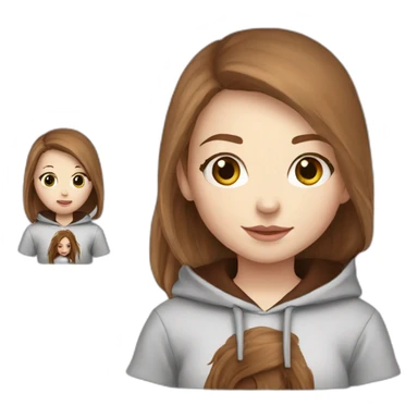 pale skin and long marron hair girl hoodie sticker