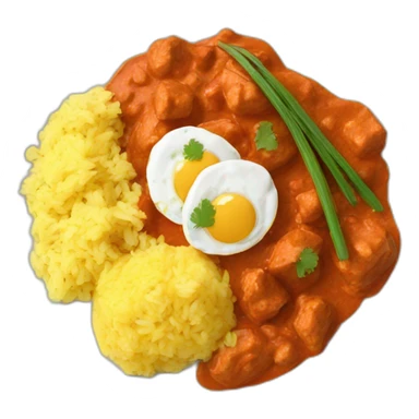 tikka masala, scramble egg and rice on a plate sticker