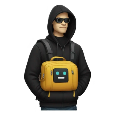 mr. robot with cool backpack black hoodie with zips sticker