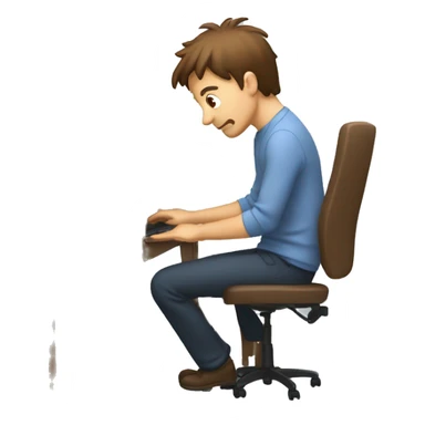 man with brown receding hair playing with a computer sticker