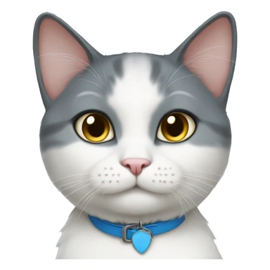 White cat, not fat, the blackest collar, cat fur is white and smooth, not fluffy, Blue eyes  sticker