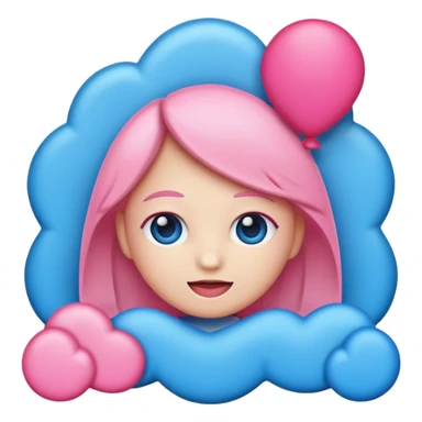 I would like a 67 emoji with pink and blue coloring, please sticker