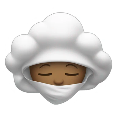 head covered with white cloud sticker