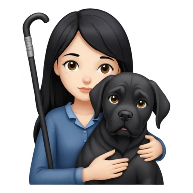 girl with long black hair hugging a black Cane Corso dog sticker