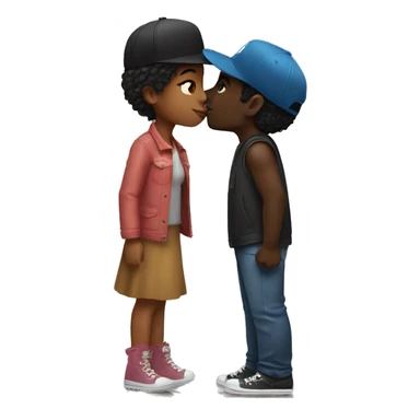 Black girl, kissing a black guy in trucker hat sticker