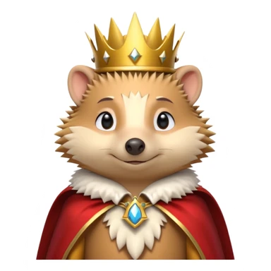 king hedgehog portrait, head and shoulders only, wearing a small golden crown, royal cape collar, proud confident expression, cute spiky fur details, fantasy royal vibe, 3D cartoon, mobile game icon style, clean background, no text, no watermark
 sticker