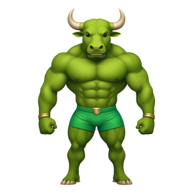 Green bull with clothes sticker