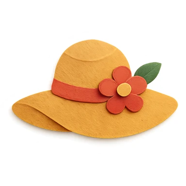 floral women's sun hat, paper-craft style illustration sticker