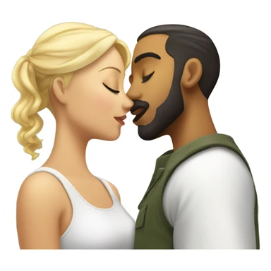 Puerto rican beard short hair with blonde girl kissing  sticker