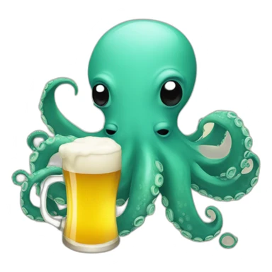Octopus drinking beer sticker