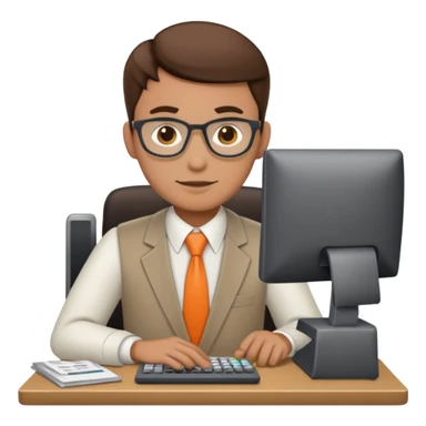 imagenes de una contador en caricatura, con una computadora y mencione conta 365 sticker