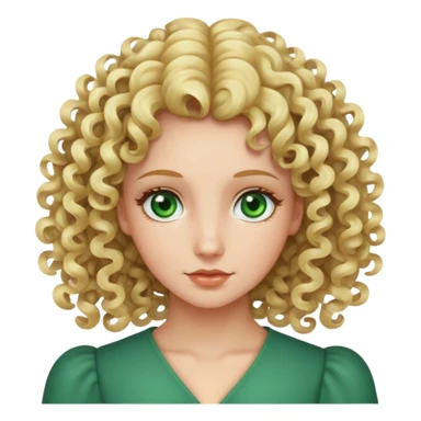 woman with blonde 3b springy ringlet curls and green eyes sticker