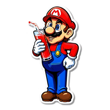 Mario drinking vodka small size sticker