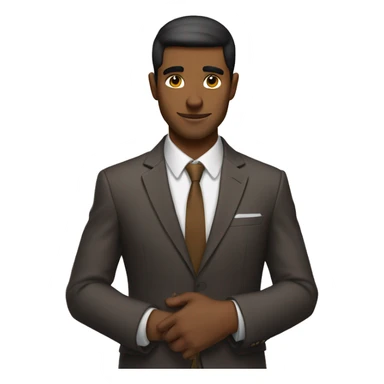 Brown handsome guy Bowing emoji in a super nice suit sticker