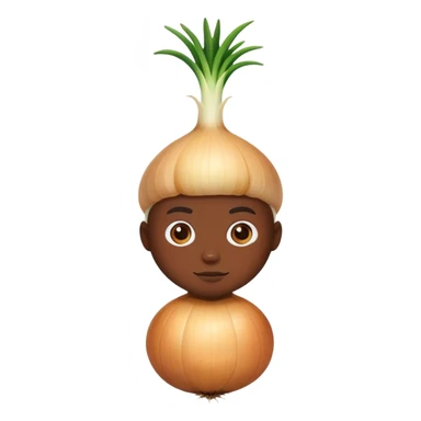 A human onion with dark skin sticker