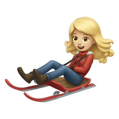 Blonde girl sledding sticker