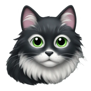 fluffy black cat with white spot on month sticker