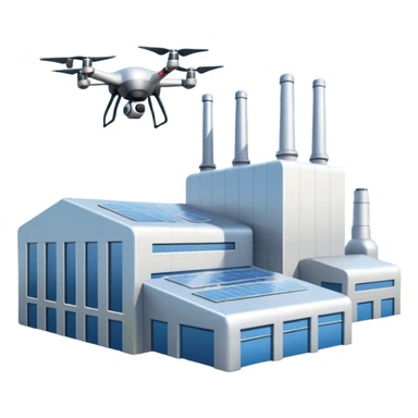реалистичный завод по производству дронов вид снаружи sticker