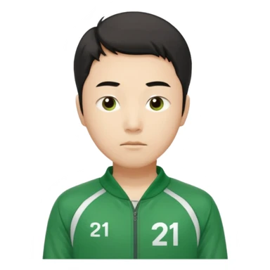 llustrate Cho Sang-woo (Player 218) in green tracksuit with the number 218 bold on the chest & sleeves. sticker