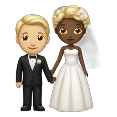 Tan black man with dark brown hair and man with blonde hair getting married sticker