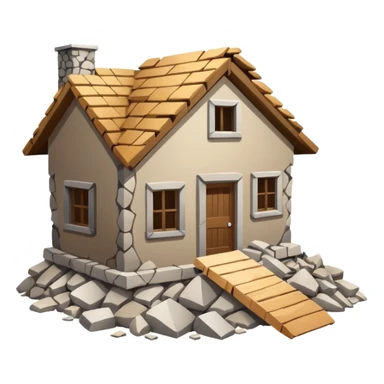 a house destroyed to the ground sticker