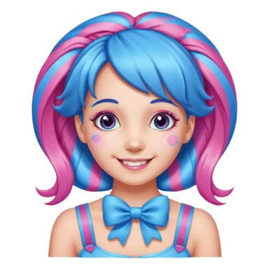 candy girl from candyland very long blue-pink mixed candy hair with ribbon and no tattooes sticker