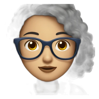 Girl with curvy red going to black hair and glasses and a blue blousse sticker