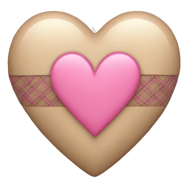 beige heart with pink plaid  sticker