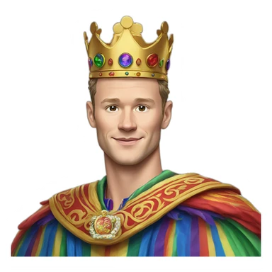 Jonathan Toews as a rainbow king with a royal robe on sticker
