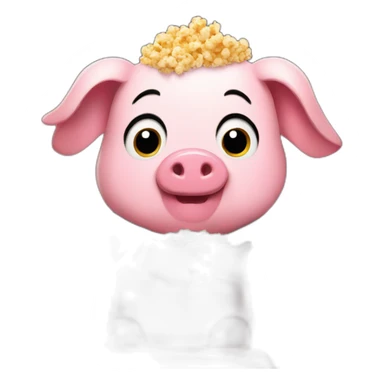 Cute Pig sitting with popcorn in the movie theater sticker