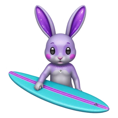glitter gray bunny purple cian surf sticker