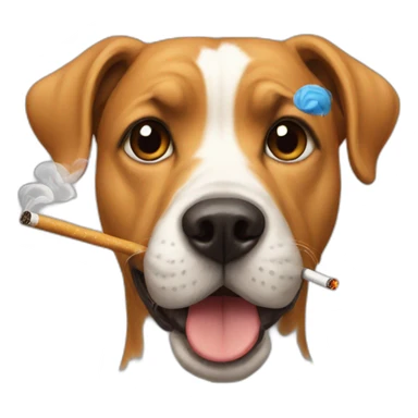 a dog with a cigarette sticker