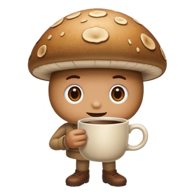mushroom drinking coffee sticker