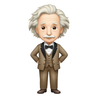 full body mischievous looking albert Einstein  wearing a bow tie sticker