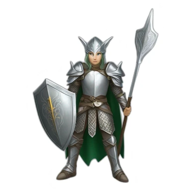gondolindrim elven warrior silmarillion with silver armor, shield and spear sticker