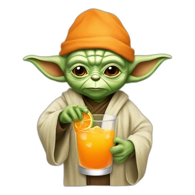 yoda drink orange juise sticker