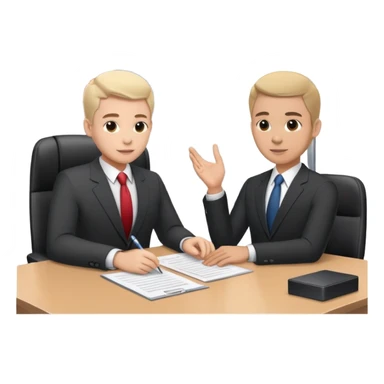 Professional business employer in suit interviewing candidate at desk sticker