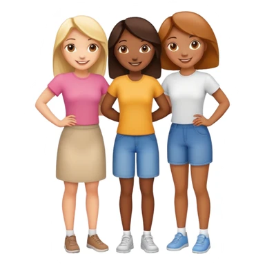 Four female best friends standing together, smiling sticker