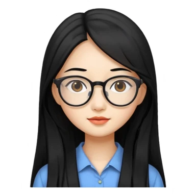 Beautiful Asian girl with long black hair and glasses sticker