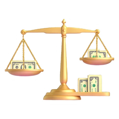 gold scale with dollar bills on one side and beauty products on the other side sticker