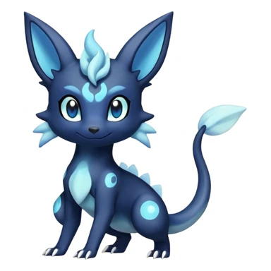 Shiny icy iridescent Pastel Nebulae Salandit-Meowstic-Umbreon-Fakémon-hybrid-creature (full body)  sticker