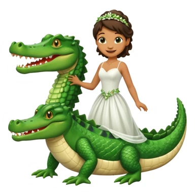 Make me a cocodrile with a wedding drees sticker