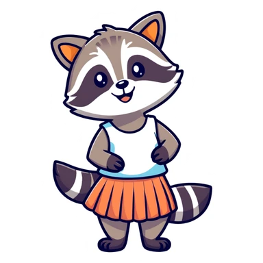 Raccoon wearing skirt smiling sticker